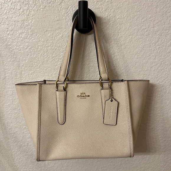 Coach Mini Crosby CrossgrainCarryall Crossbody Bag Cream Color - Picture 2 of 16